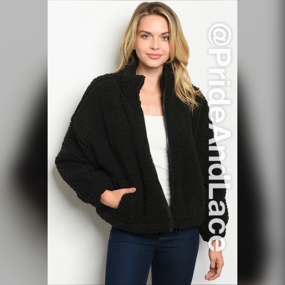 LAST 1️⃣ ☃️BLACK TEDDY BOMBER JACKET☃️ - Picture 2 of 5